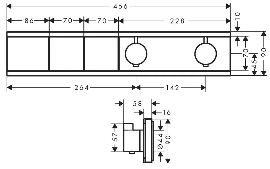 Hansgrohe RainSelect, batéria pod omietku na 2 spotrebiče, chrómová, HAN-15380000