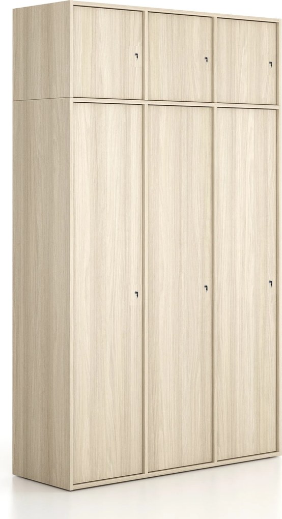 Nadstavba pre skrine FRAME, 3x dvere, 1299 x 450 x 427 mm, cylindrický zámok, dub prírodný