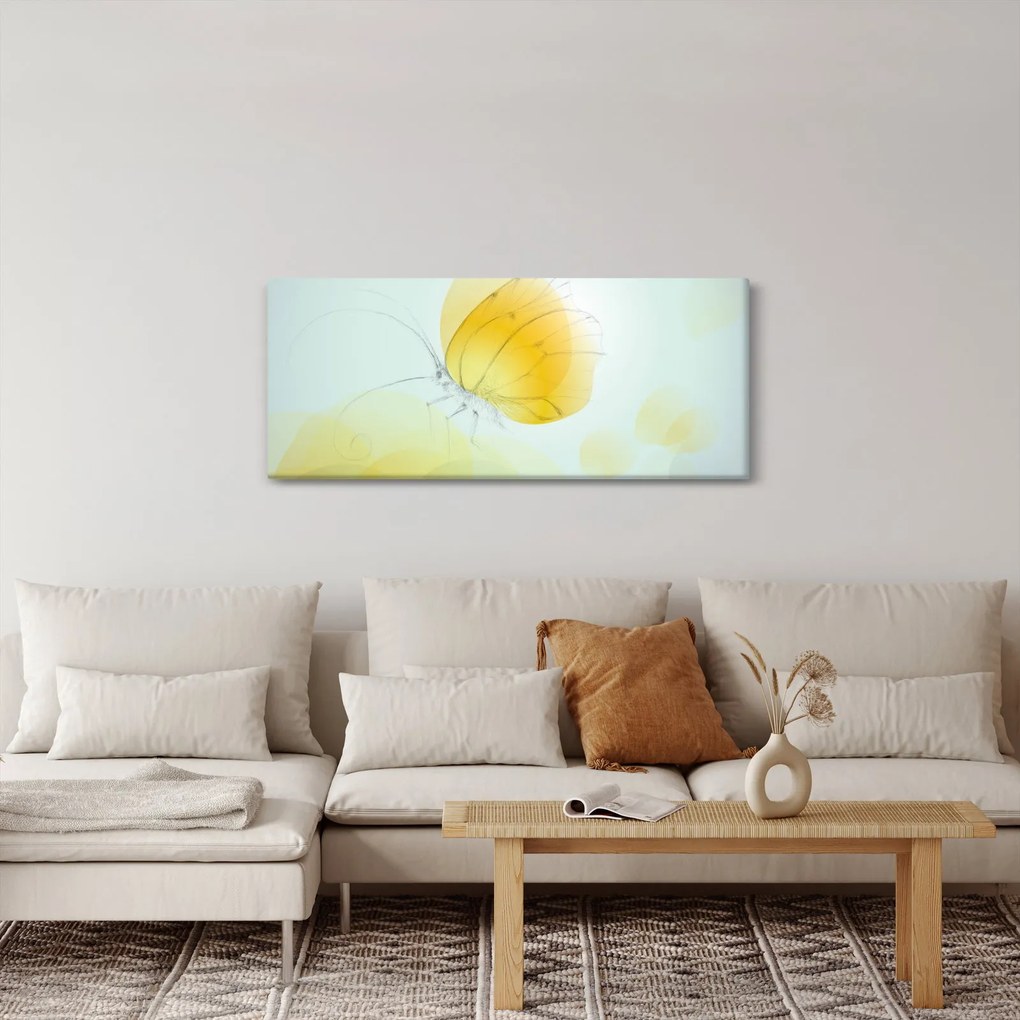 Obraz - Žltý motýľ (120x50 cm)