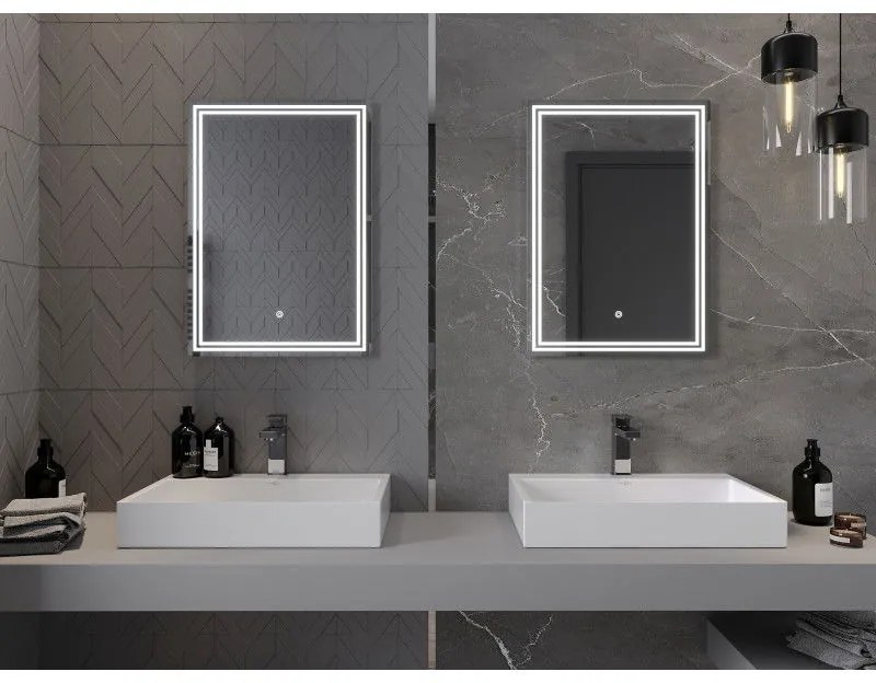 Mexen Taco, LED kúpeľňové zrkadlo s podsvietením 50x70 cm, 6000K, ochrana proti zahmlievaniu, 9805-050-070-611-00