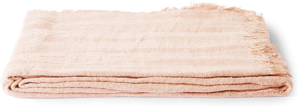 Lososový ľanový obrus so jemnými strapcami Chavier - 140*220cm