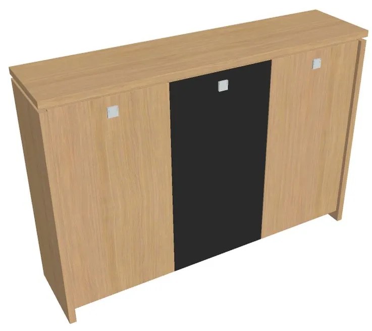Stredná šatníková skriňa Verno 188 x 46 x 130 cm, kombinované dvere, dub svetlý / čierna