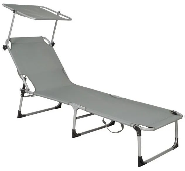 SPRINGOS Záhradné polohovacie lehátko SPRINGOS POOL sivé
