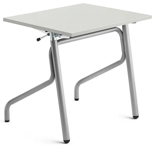 Nastaviteľná školská lavica ADJUST, 700x600 mm, HPL - šedá, strieborná