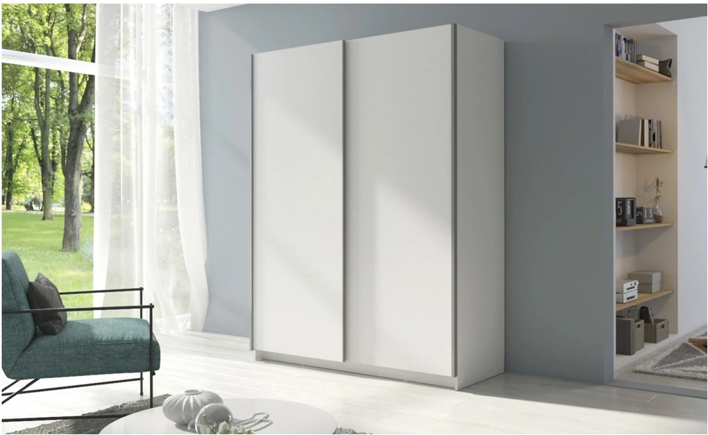 Sconto Šatníková skriňa SPLIT biela, šírka 150 cm