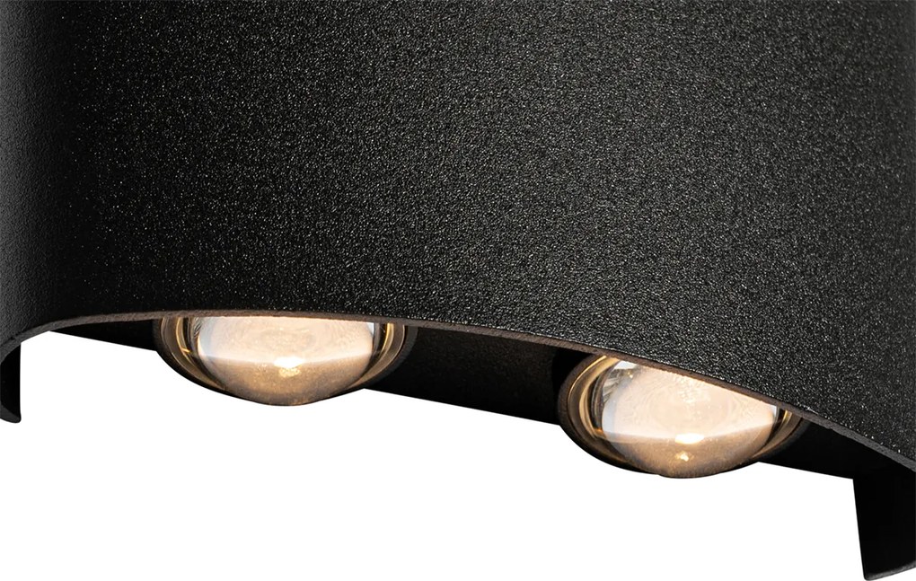 Vonkajšia nástenná lampa čierna vrátane LED 4-žiarovkové IP54 - Silly