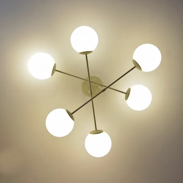 Prisadené stropné svietidlo MOON 6xE27/15W/230V krémové