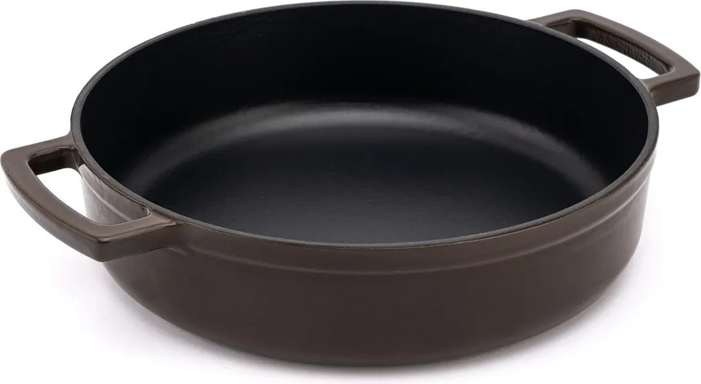 Elmich Smaltovaný liatinový nízky hrniec Ember 28 cm hnedý