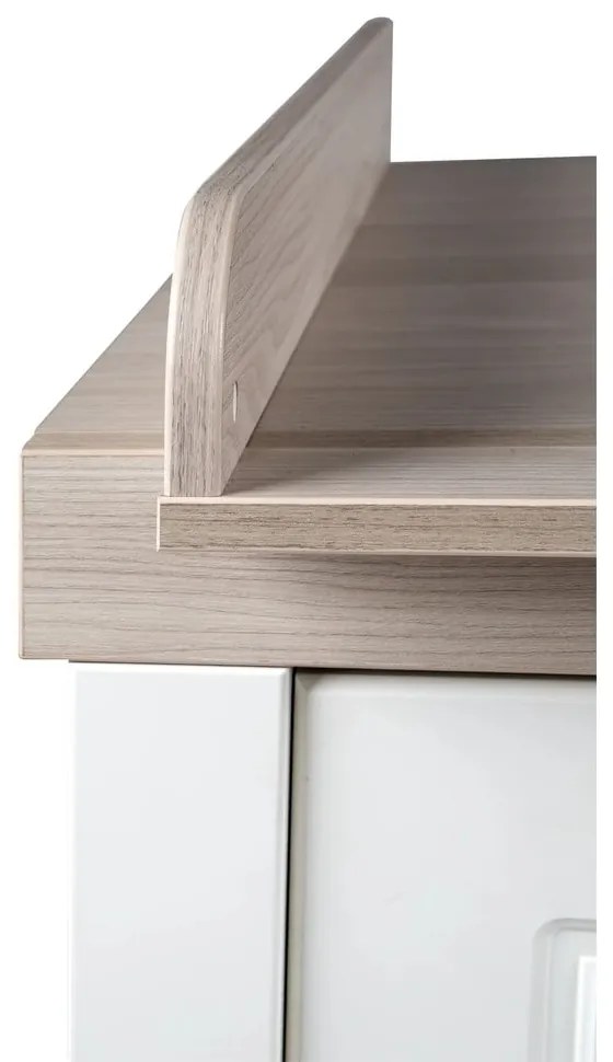 Biela nízka detská komoda v dekore brestu s prebaľovacím pultom 120x98 cm Felicia – Roba