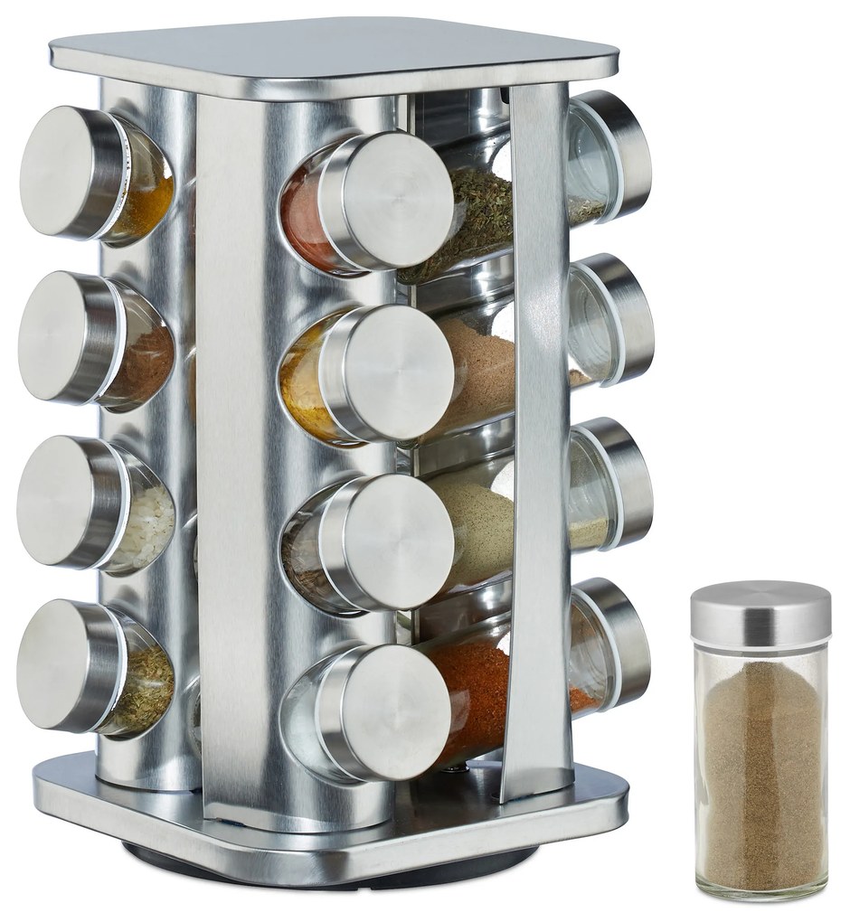 Nerezový stojan na koreničky otočný, 17-dielný RD6459