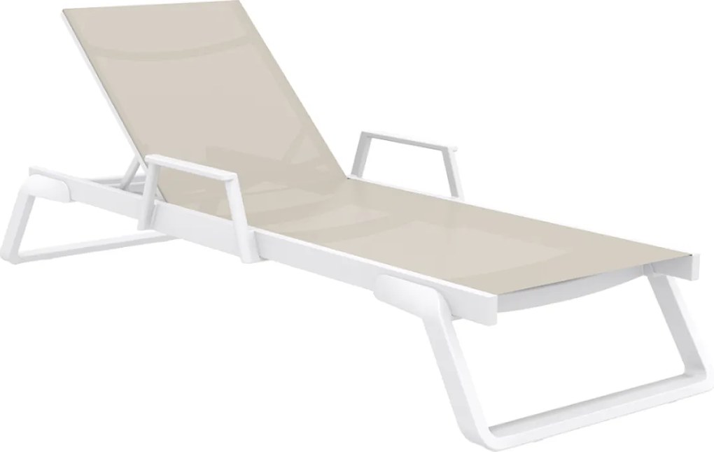 TROPIC ARM záhradné lehátko white/taupe