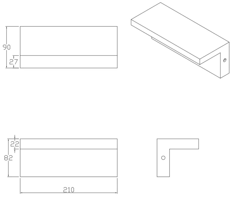 Vonkajšie nástenné fasádne svietidlo LED 4000K Rectangle Black