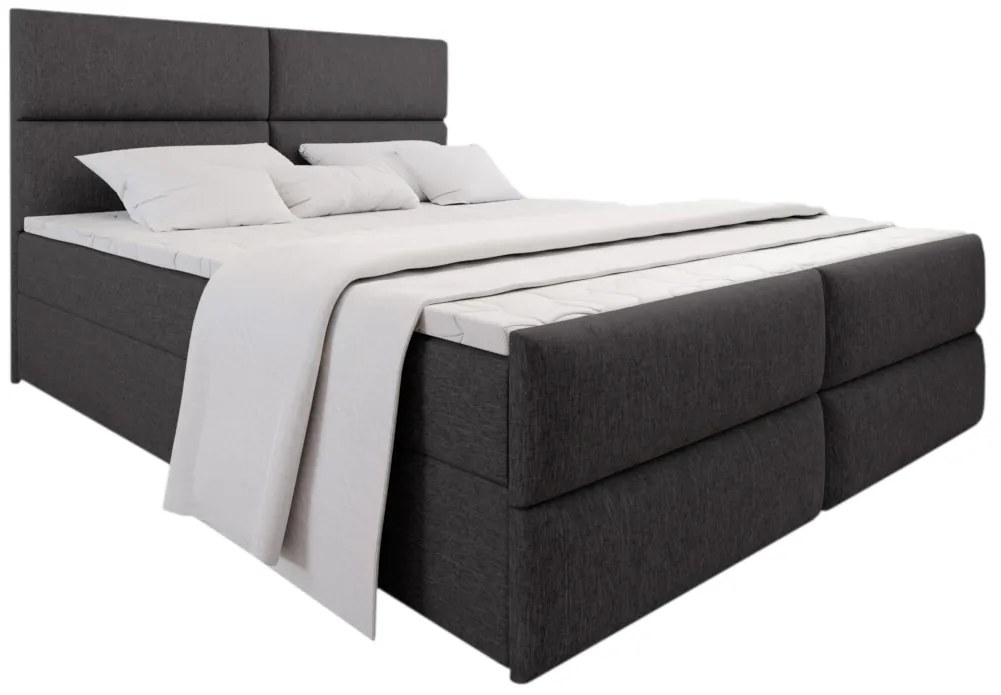 Čalúnená posteľ boxspring MILON + topper, 180x200, sawana 05