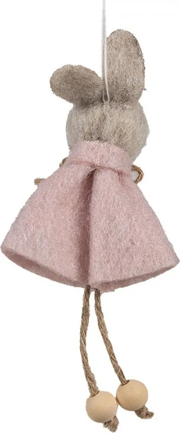 Velikonoční přívěsek králík 13 cm růžový látkový ozdobný přívěsek - 6*3*13 cm