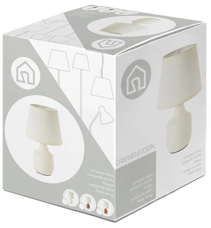 Bielo-hnedá keramická stolová lampa s textilným tienidlom (výška 24 cm) – Casa Selección