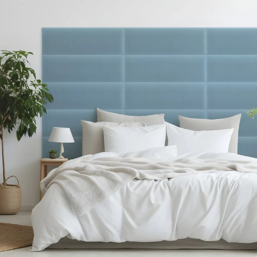 Zamatový čalúnený panel - Obdĺžnik - 80x20cm Farba: Bledomodrá