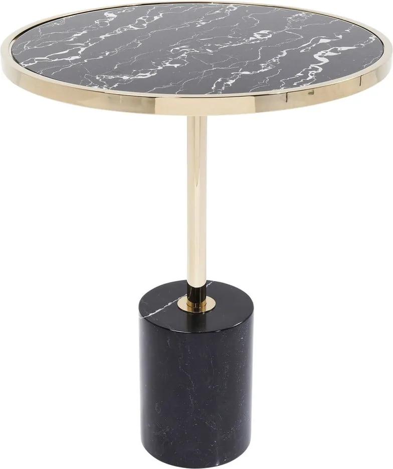 Čierny odkladací stolík s podnožím v zlatej farbe Kare Design San Remo Base, ø 46 cm