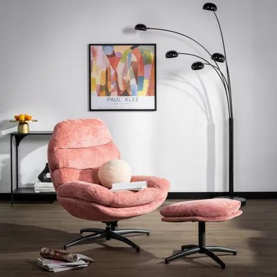Otočné kreslo s podnožkou, ružové DEFIT