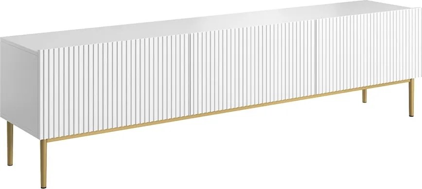 TV skrinka Nicole 200 cm - matná biela / zlatá