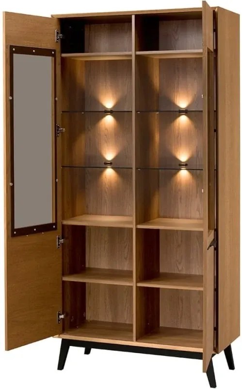 Vitrína Lazure 12 s LED osvětlením 95 cm dub Rustikal karamelový