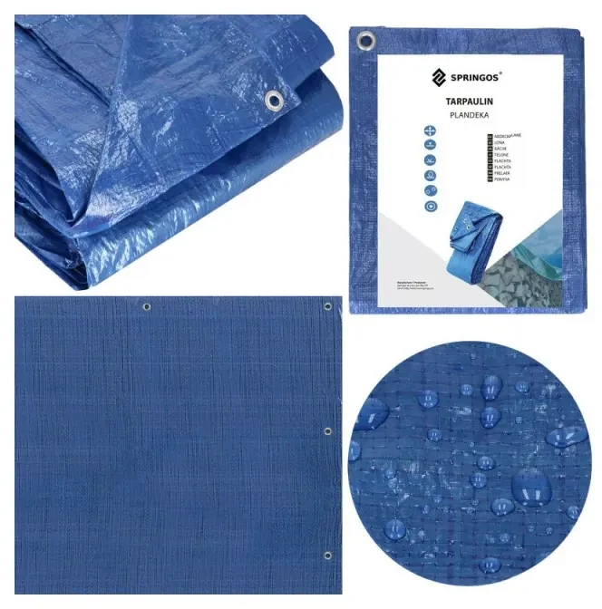 SPRINGOS Krycia plachta s okami 3x5 m, 60g PE, modrá SPRINGOS PROTECT
