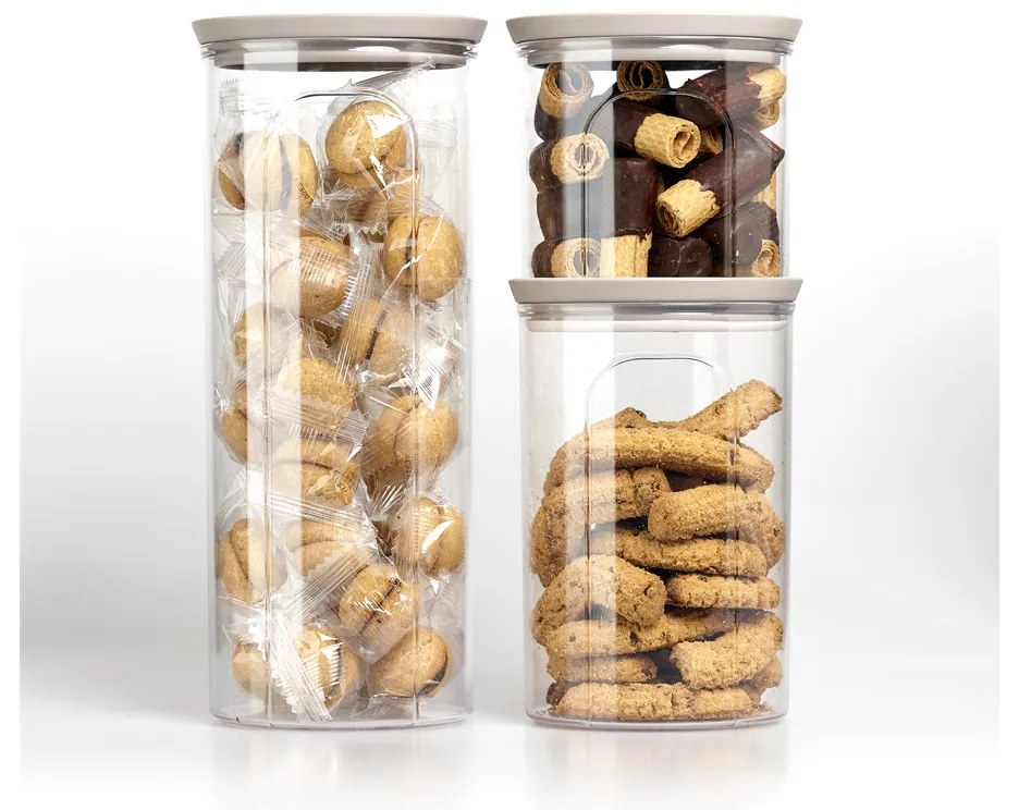 STEFANPLAST Súprava 3 okrúhlych dóz Tosca, transparetná/modrá