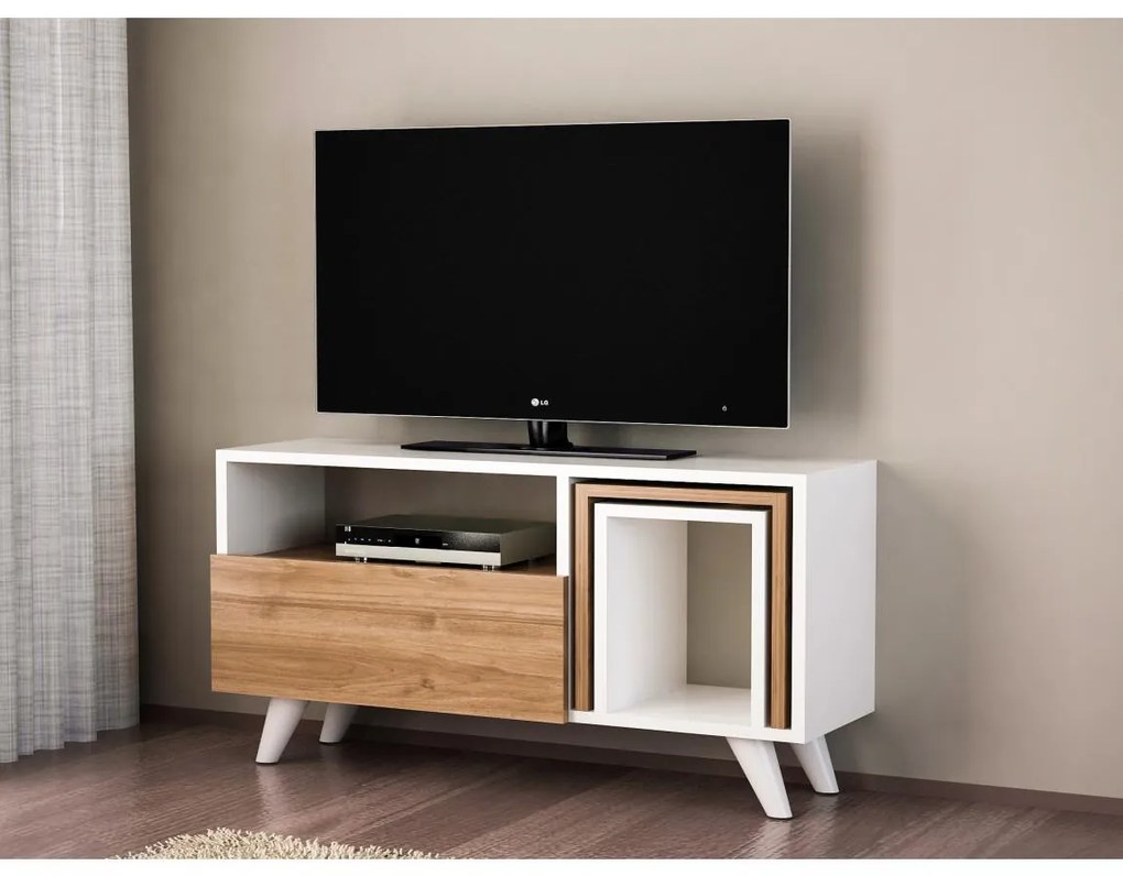 Asir TV stolík NOVELLA 51x90 cm biela/hnedá AS0661