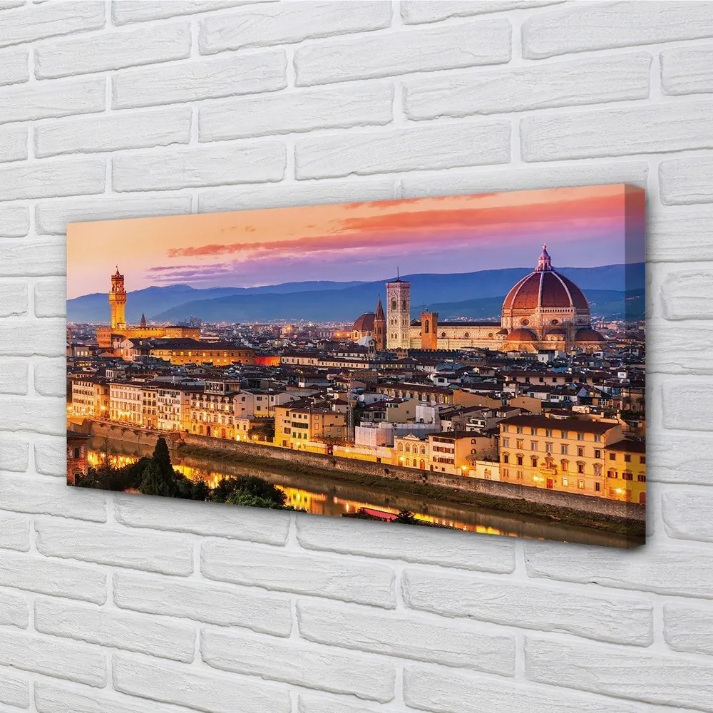 Obraz na plátne Italy Panorama noc katedrála 120x60 cm