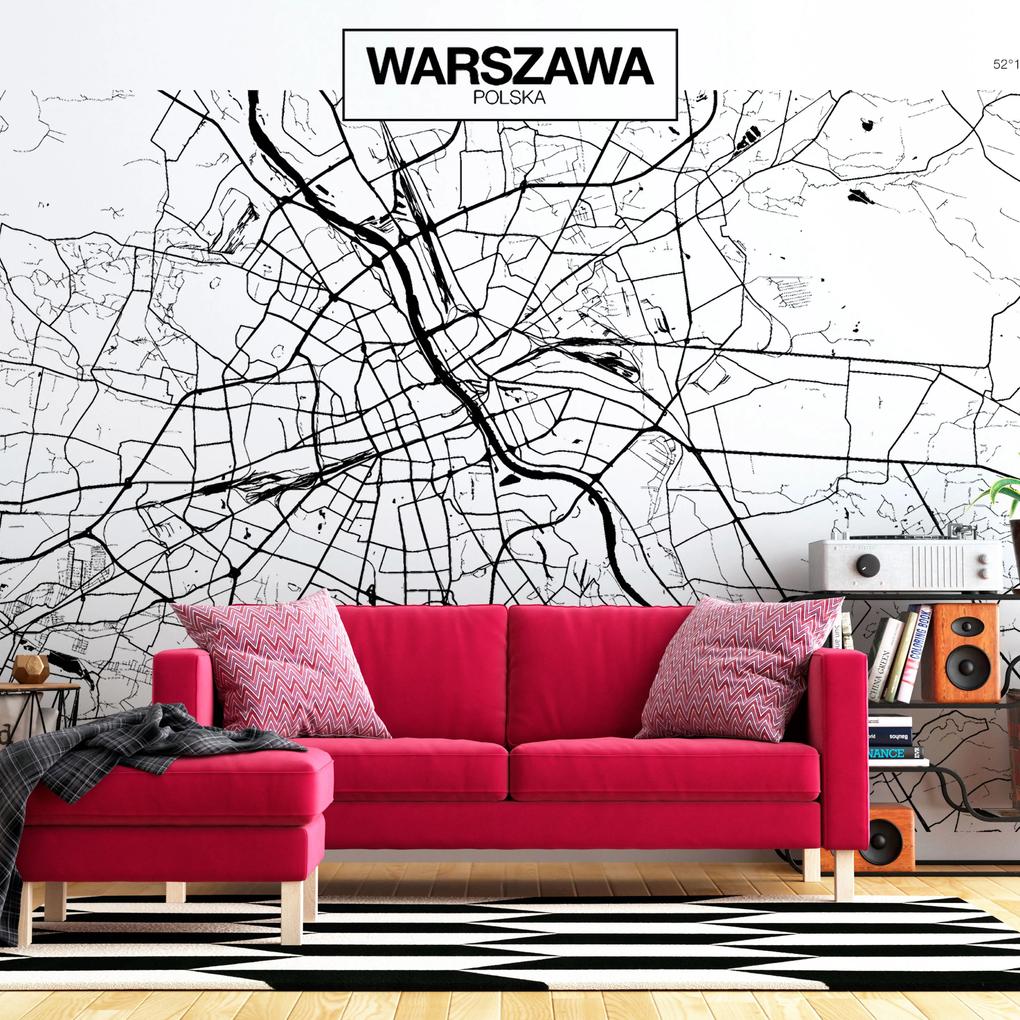Artgeist Fototapeta - Warsaw Map Veľkosť: 100x70, Verzia: Standard