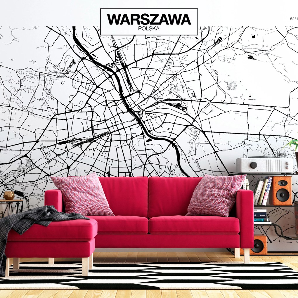 Artgeist Fototapeta - Warsaw Map Veľkosť: 147x105, Verzia: Samolepiaca
