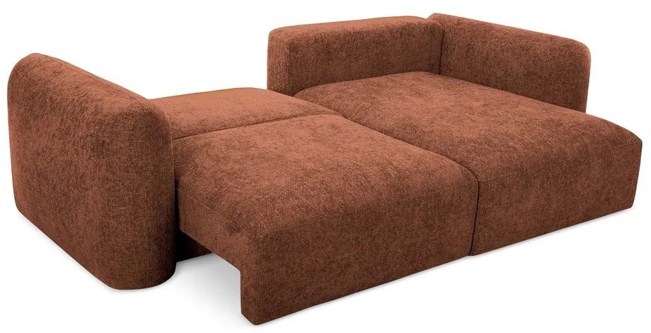 Terakotová ženilková rozkladacia/s úložným priestorom rohová pohovka (pravý roh/s leňoškou) Mele – Makamii