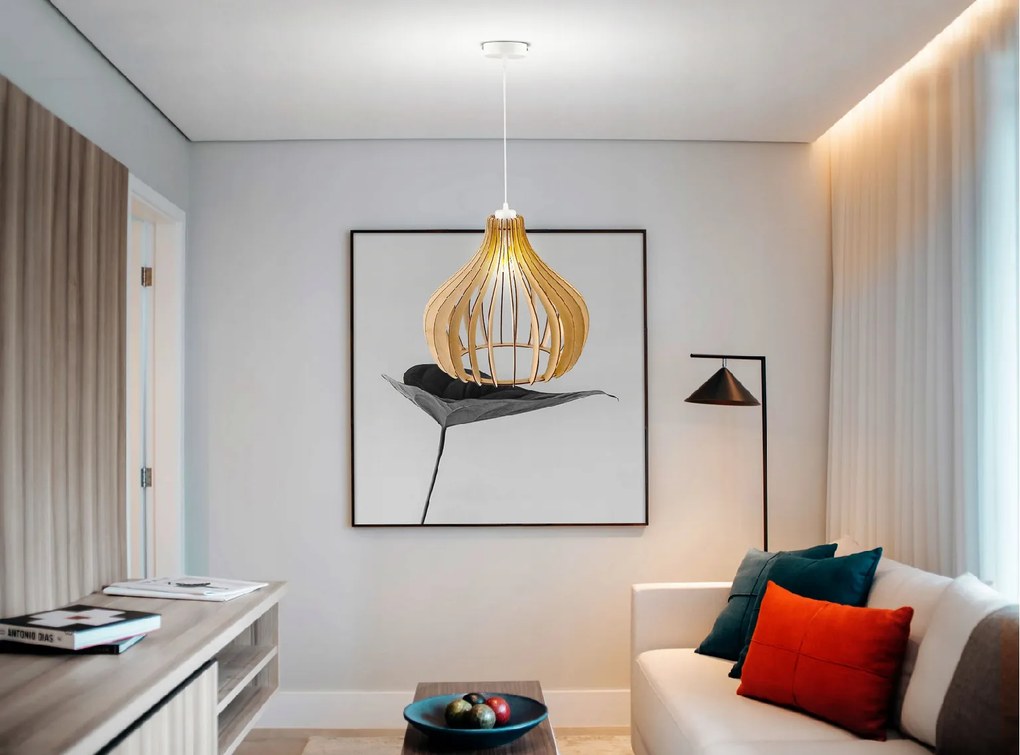 BERGE Drevená závesná stropná lampa Aladdin