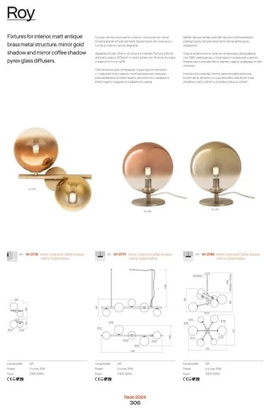 Redo 01-2780 - Luster na lanku ROY 6xG9/10W/230V