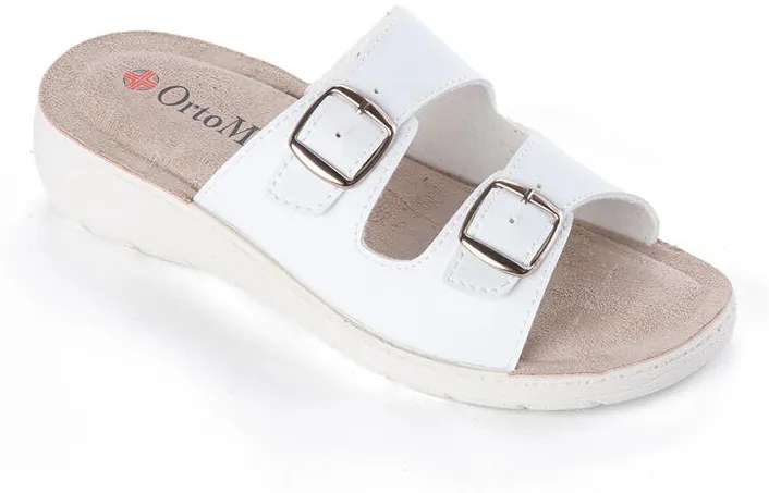 Dámske šľapky na kline s 2 prackami biele veľ. 38