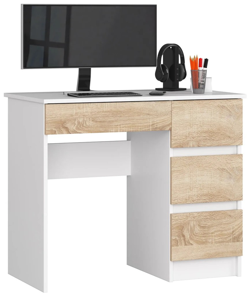 PC stolík Benicio II (biela + dub sonoma) (P). Akcia -22%. Vlastná spoľahlivá doprava až k Vám domov. 1069632