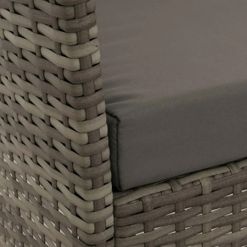 Záhradná súprava 2 kresiel, pohovky a stolíka HWC-N98 - sivá, vankúše svetlosivá