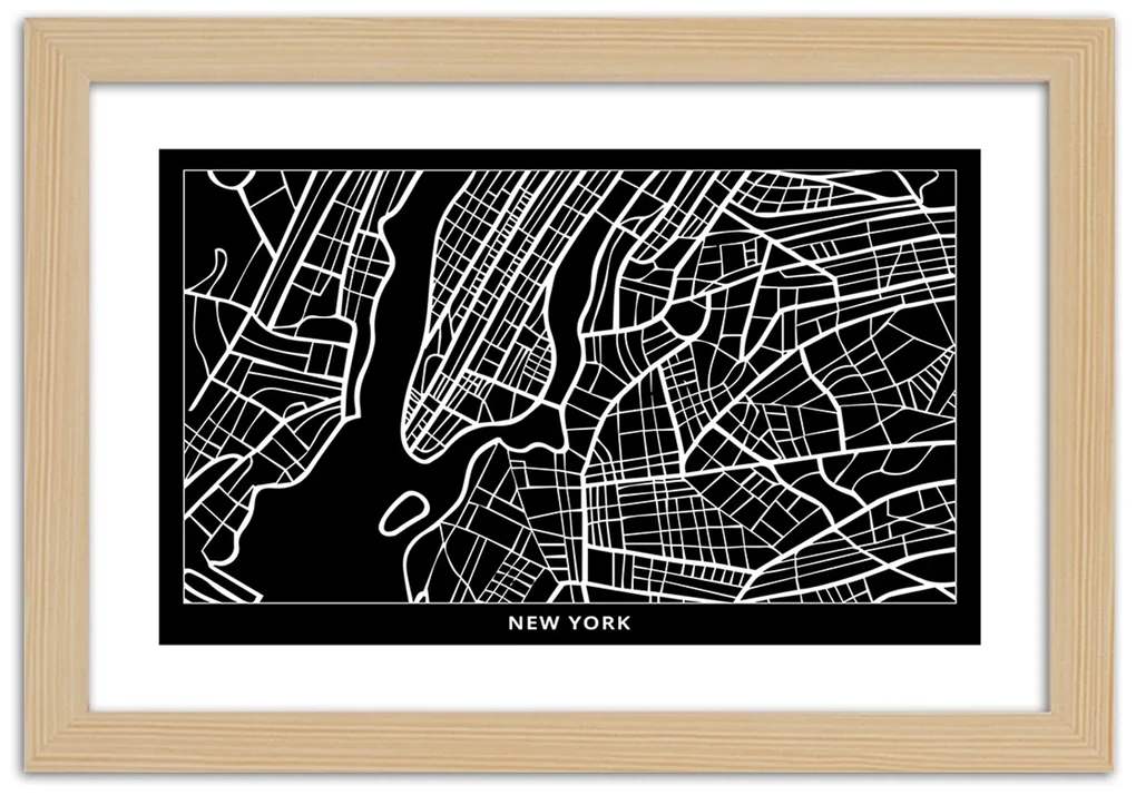 Gario Plagát City plan New York Farba rámu: Bez rámu, Rozmery: 60 x 40 cm