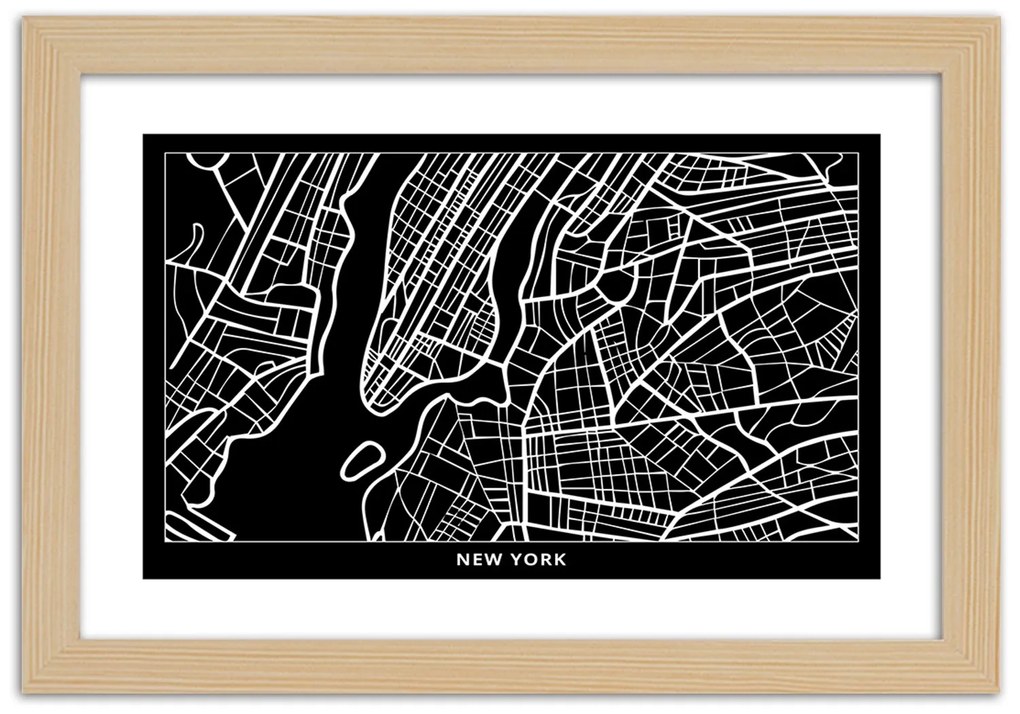 Gario Plagát City plan New York Farba rámu: Bez rámu, Rozmery: 90 x 60 cm