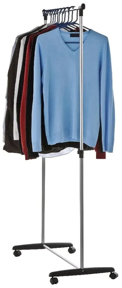 Kovový teleskopický/pojazdný stojan na oblečenie v striebornej farbe – Premier Housewares