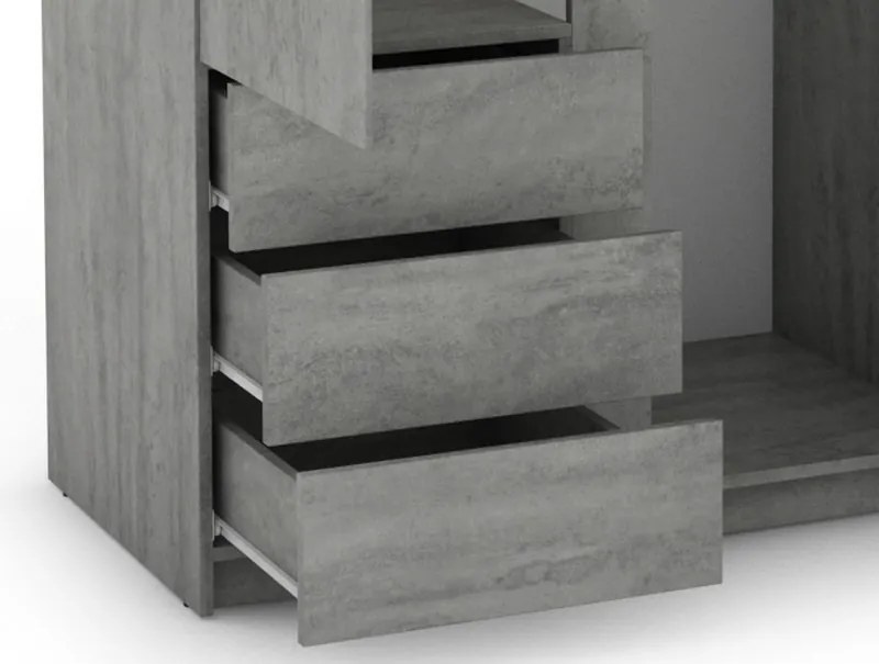 Šatníková skriňa Carlos, šedý beton, 100 cm