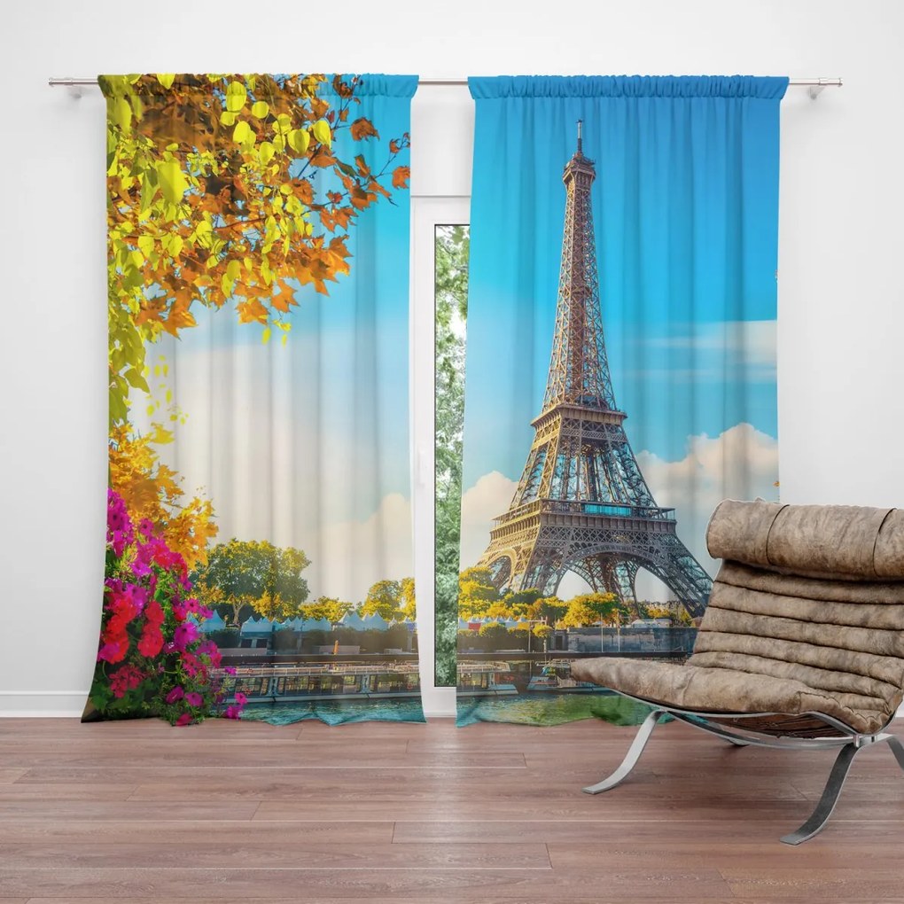 Sablio Záves Paríž Eiffelova veža Flowers: 2ks 140x250cm