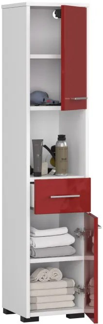 Kúpeľňová skrinka FIN 2D 1SZ 1W červená, lesk