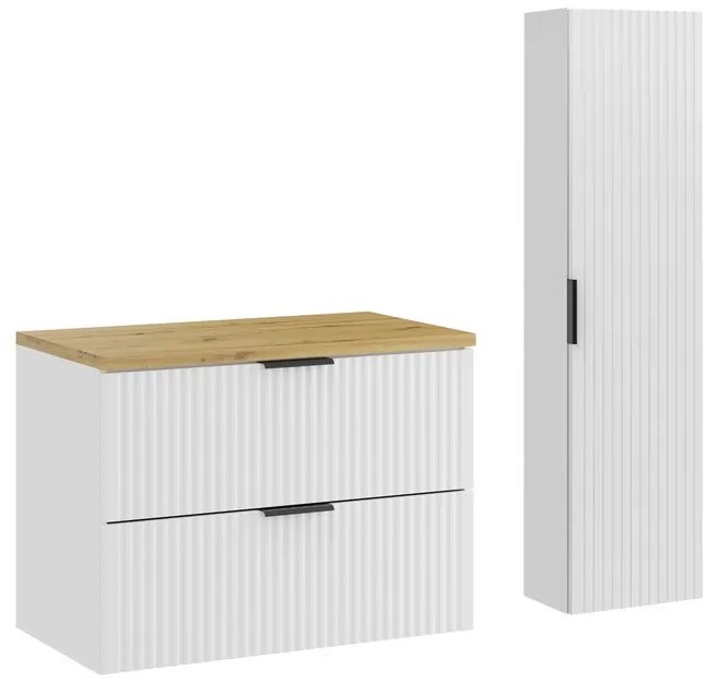 Kúpeľňová zostava Casad s doskou a skrinkami 80 cm biela/dub artisan