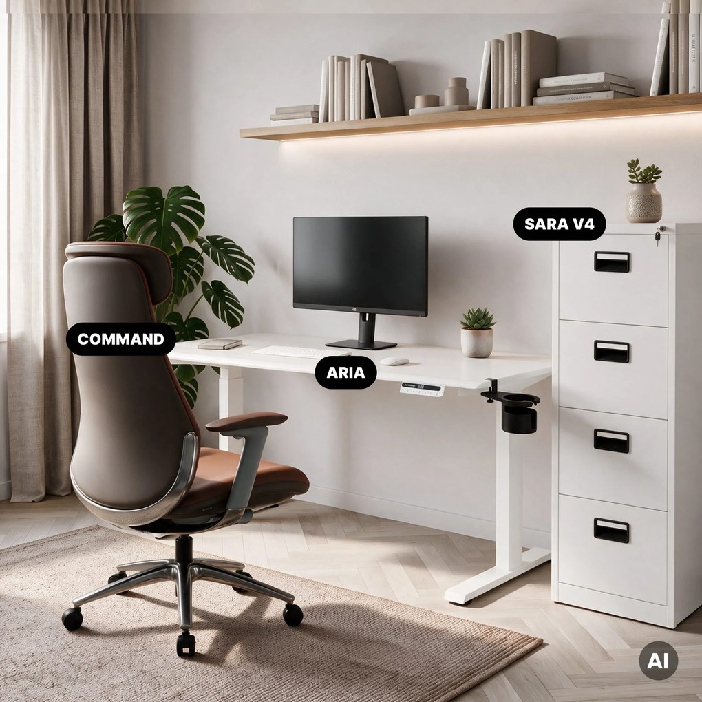 Elektrický stôl s nastaviteľnou výškou ergonomický biely,1400x700 mm: ARIA