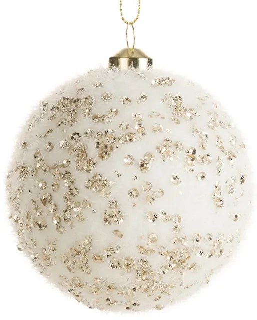 Vianočná ozdoba s glitrami krémová / zlatá (6 ks)