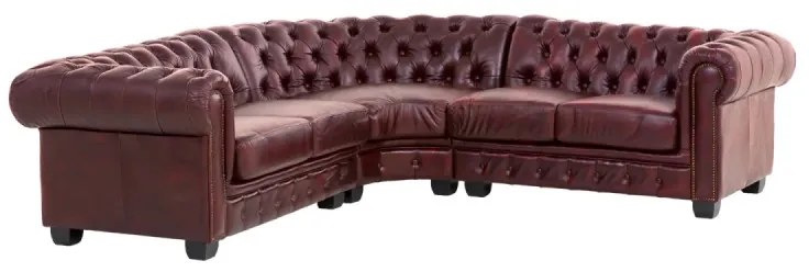 furniture-nabytek.cz - Rohová sedacia súprava Chesterfield z pravej kože, červená – 236×236×74 cm
