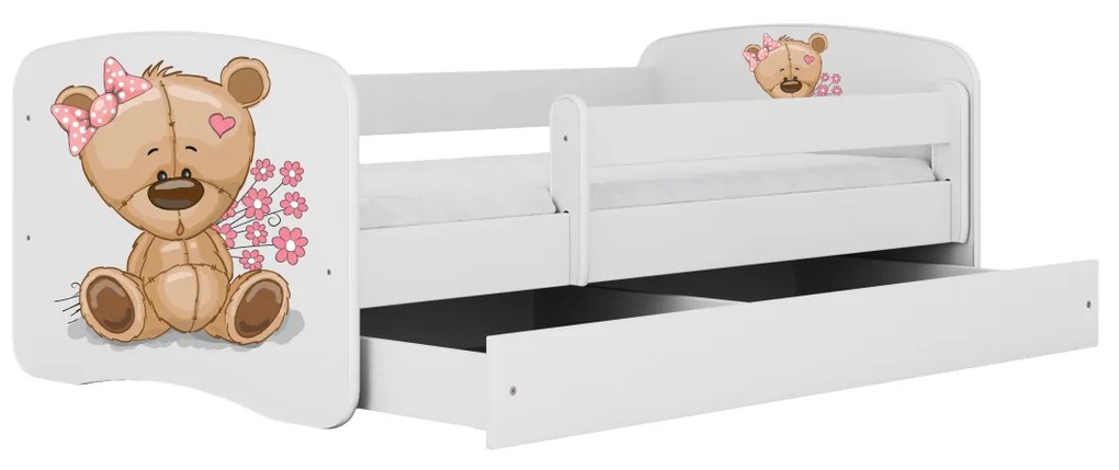 Detská posteľ Babydreams medveď s kvetmi biela