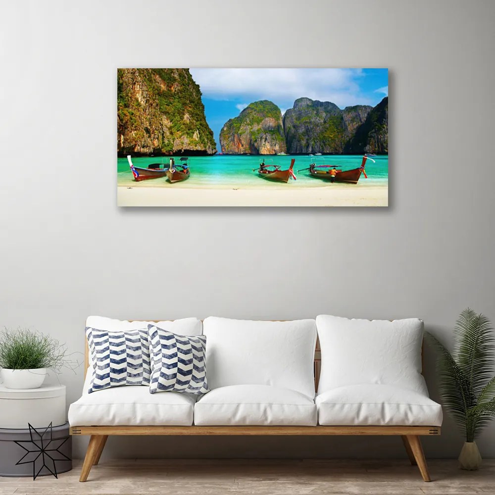 Obraz na plátne Pláž more hory príroda 120x60 cm