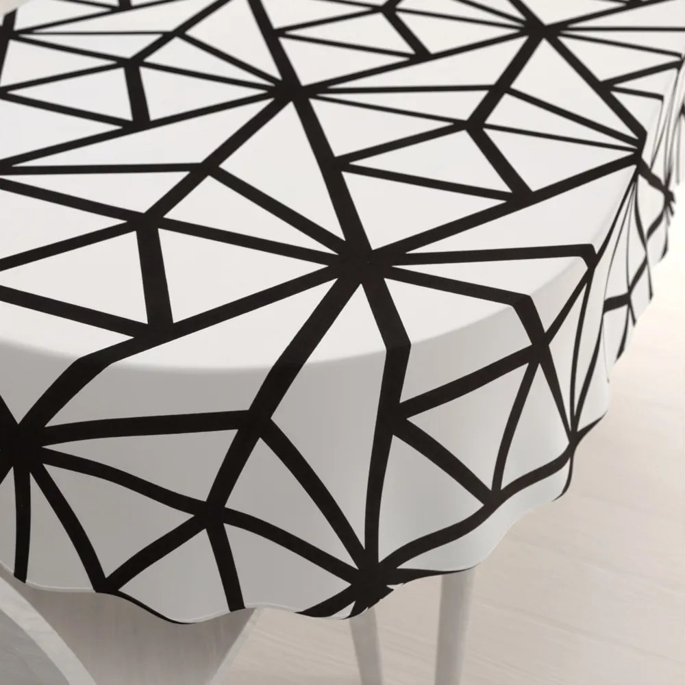 Biante Bavlnený oválny obrus Sandra SA-577 Čierne geometrické vzory na bielom 100x140 cm