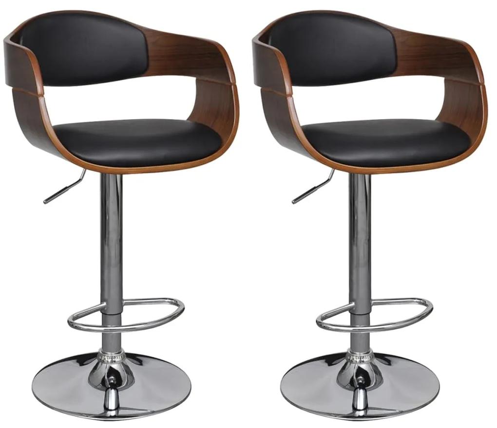 vidaXL Barové stoličky 2 ks, ohýbané drevo a umelá koža